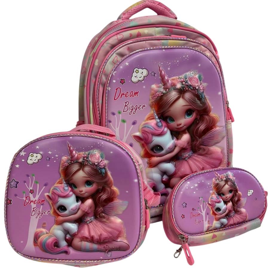 Taros Unick Color Unicorn Kız 3`Lü Set Okul Çantas 