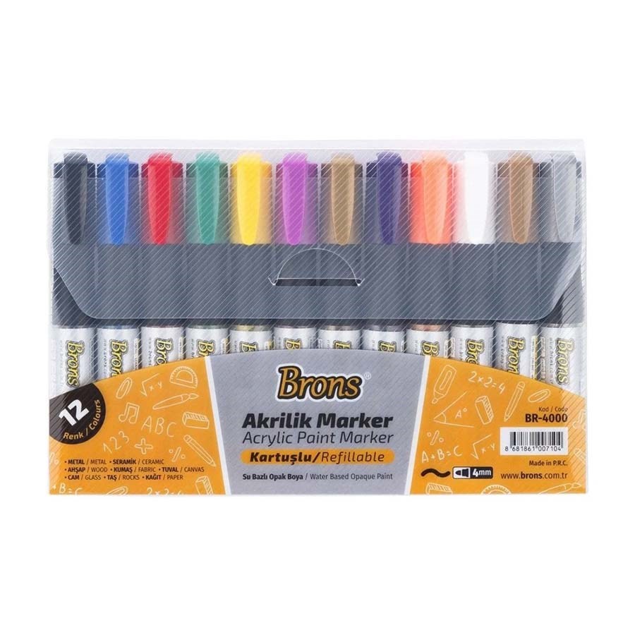 Brons Akrilik Marker Kalem 12 Li 