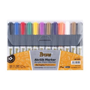 Brons Akrilik Marker Kalem 12 Li