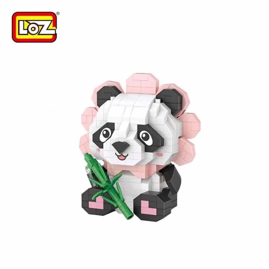 Oturan Sevimli Çiçek Panda 350 Parça Block 