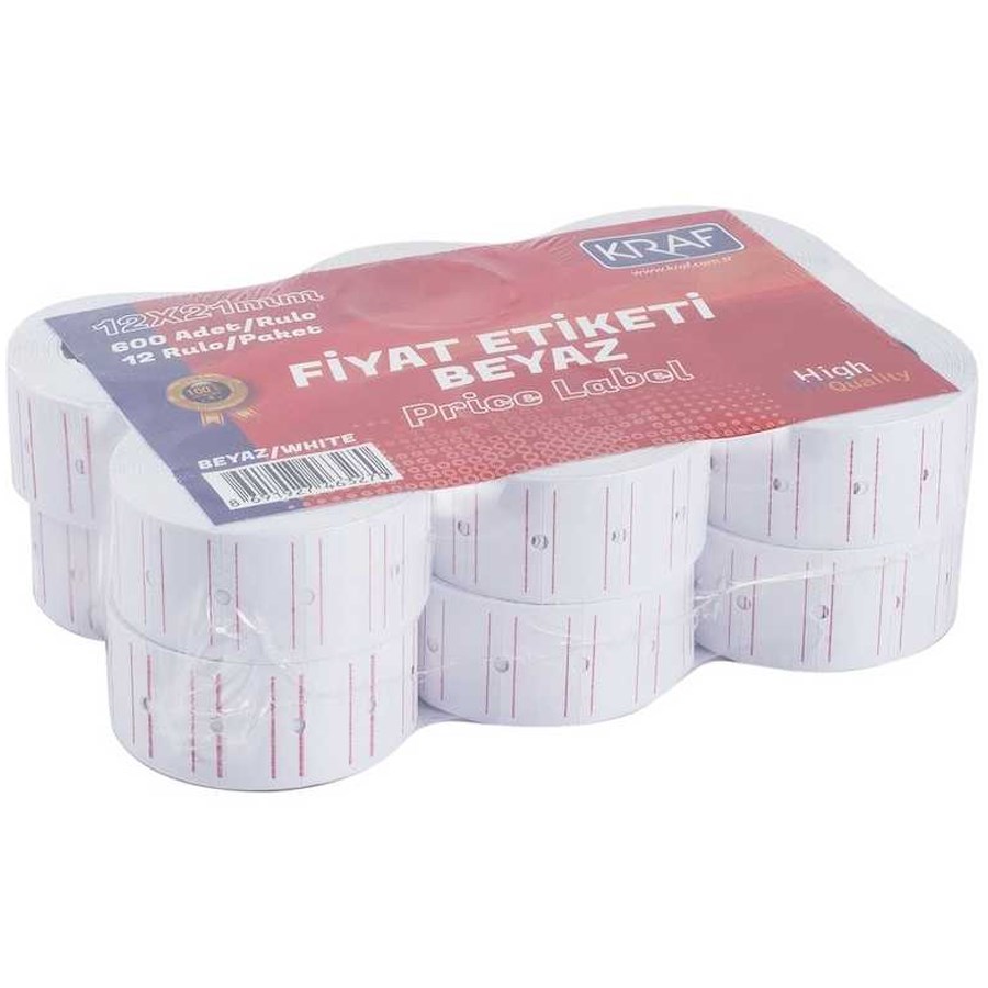 Kraf Motex Etiket 12*21 Mm Beyaz Çizgili 