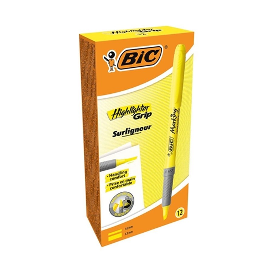  Bic Brite Liner Grip Fosforlu Kalem Sarı 
