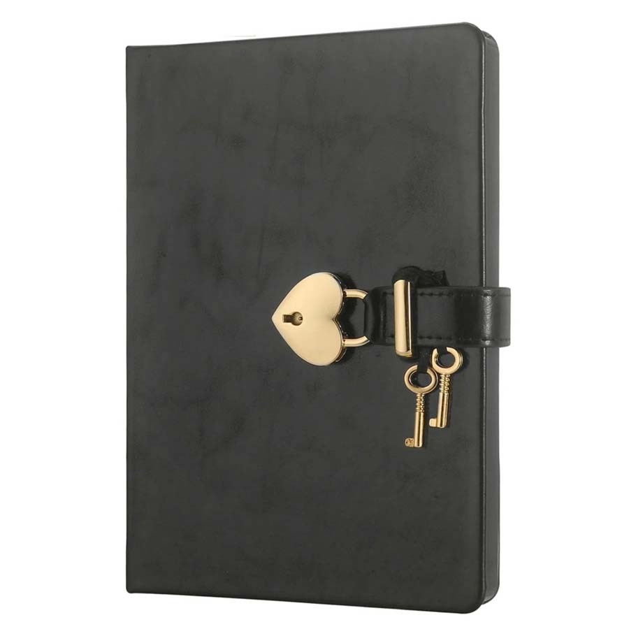 Vj Hush Hush Kilitli Metalik Siyah Defter 