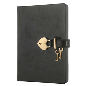 Vj Hush Hush Kilitli Metalik Siyah Defter