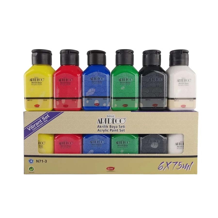 Artdeco Akrilik Boya 6x75 ML Set - Canlı Renkler 