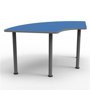 Yarım U Masa 180x60cm (Metal Ayaklı) Mavi