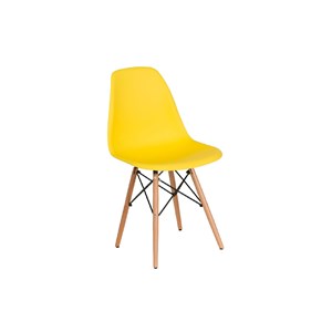 Plastik Sandalye Ahşap Ayaklı Sarı