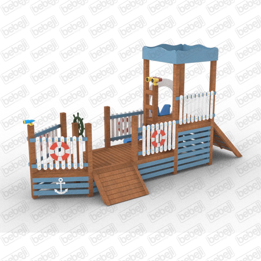 Ahşap Mini Gemi Temalı Oyun Parkı  
