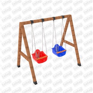 Ahşap Çocuk Parkı Ekipmanı-İkili Salıncak