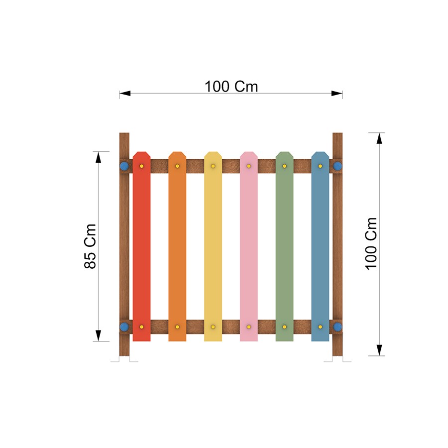 Ahşap Çocuk Parkı Ekipmanı-Renkli Çit 