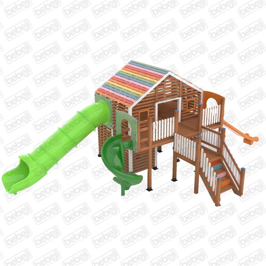 Ahşap Renkli Oyun Parkı-4 990x770x410 