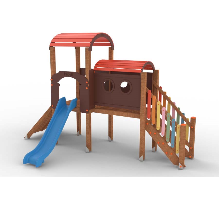 Ahşap Renkli Oyun Parkı-5 330x370x200