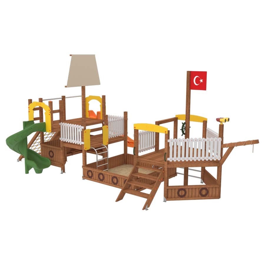 Ahşap Gemi Temalı Oyun Parkı-1 1200x500x950 
