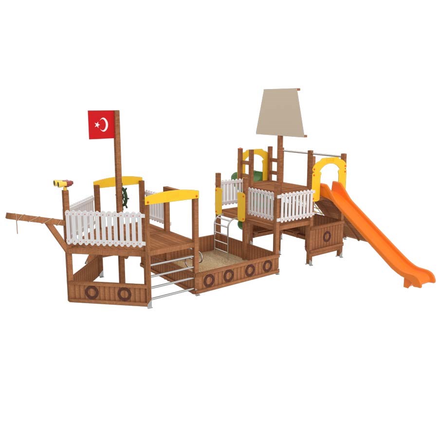 Ahşap Gemi Temalı Oyun Parkı-1 1200x500x950 