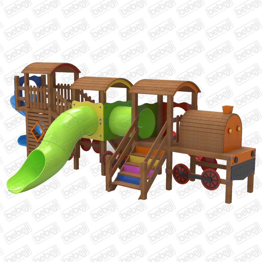 Ahşap Tren Temalı Oyun Parkı 830x280x480 