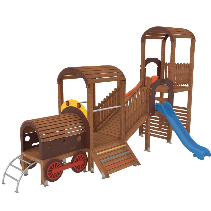 Ahşap Tren Temalı Oyun Parkı 830x280x480