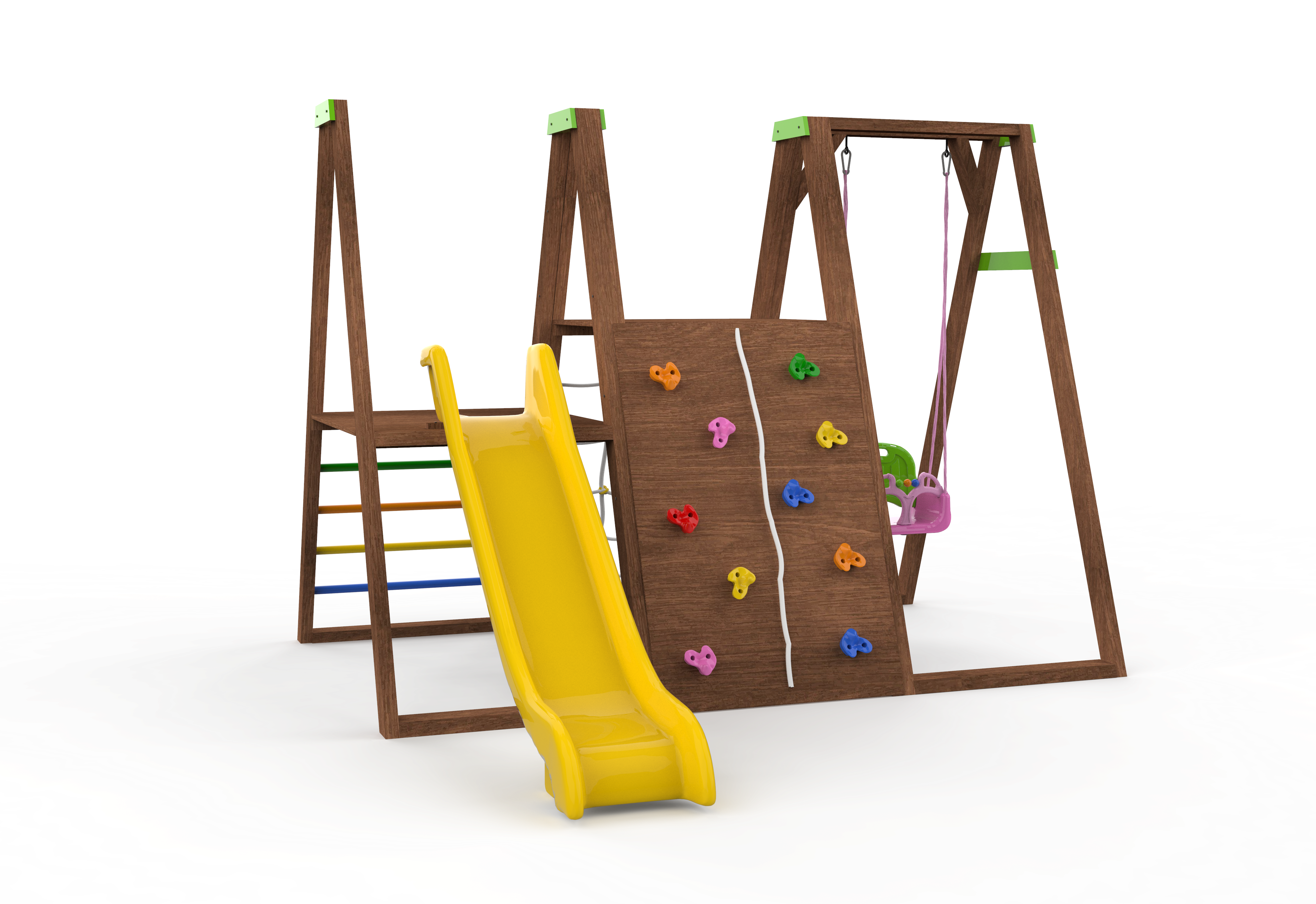 ISafe Ahşap Çocuk Parkı 3'lü Takım -Standart- S0070 