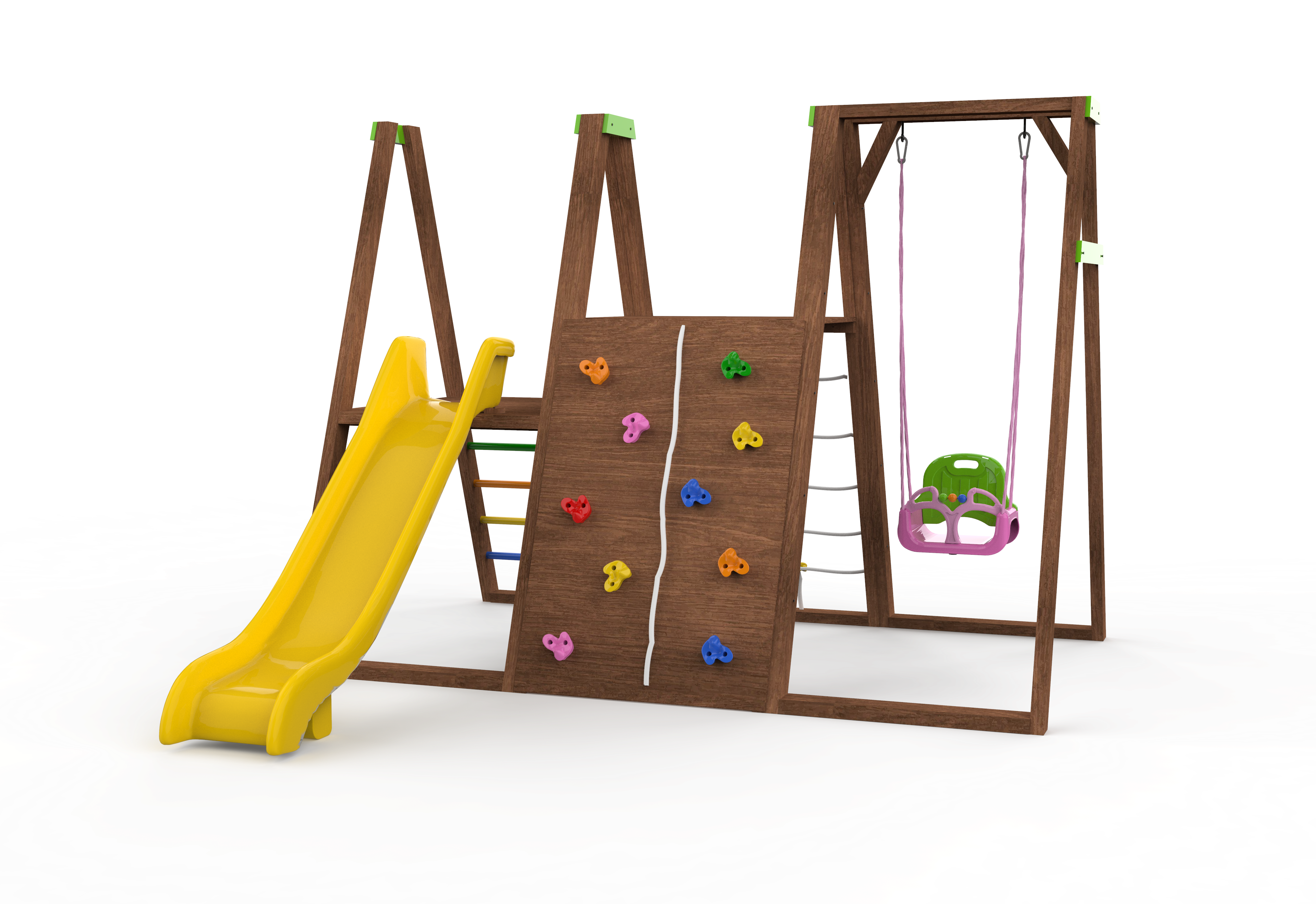 ISafe Ahşap Çocuk Parkı 3'lü Takım -Standart- S0070